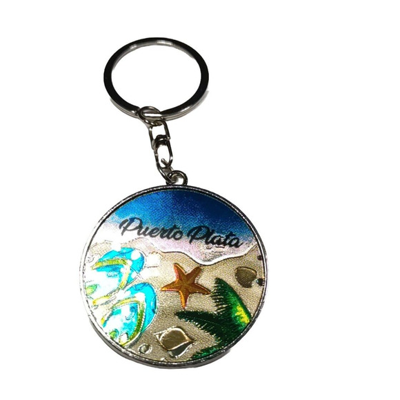 Puerto Plata Keychain Ocean Starfish Shells Shiny Sandals - Picture 1 of 8